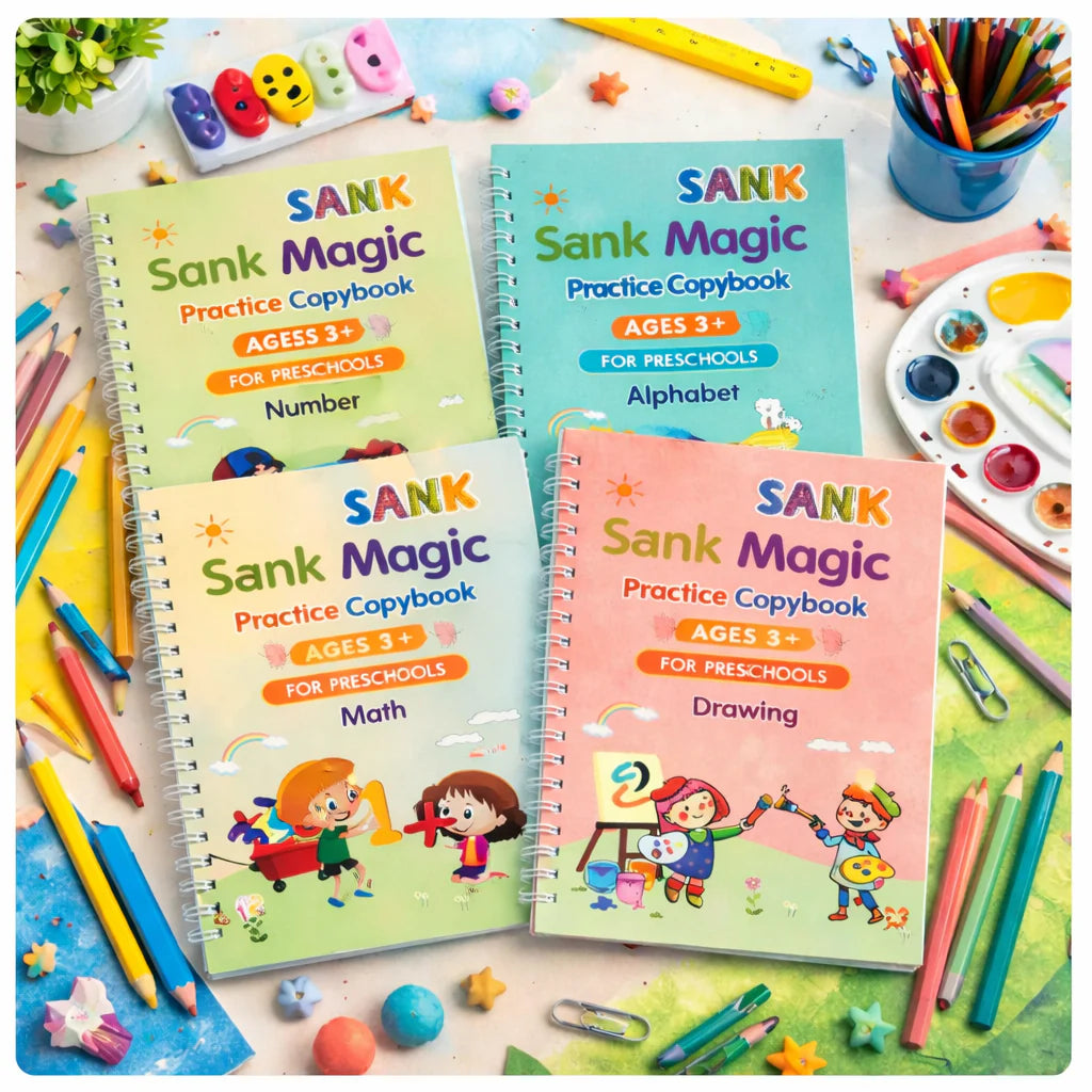 Sank Magic Practice Copybook (4 BOOKS,1 PEN,1 GRIP,10 REFILL)